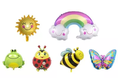 6pcs Rainbow Mini Bug Mix Air Fill Foil Balloon Party Decorations Bee Garden Sun • £4.99