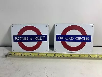 Vintage Bond Street Oxford Circus Signs Garnier Gifts London Metal Railway Tube • $15