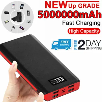 Portable 5000000mAh Power Bank Charger External Battery 4 USB For Mobile Phone • £16.99