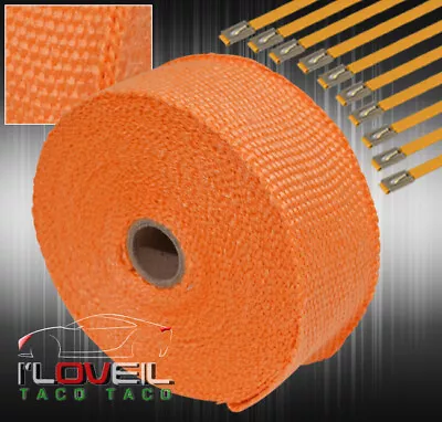 10M Fiberglass Intake Thermal Heat Wrap Tape High Temp Cloth Roll Orange • $21.99