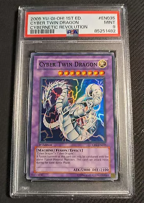 Yugioh Cyber Twin Dragon CRV-EN035 1st Edition Super Rare PSA 9 Mint! • £34.99