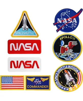 1 - 8 Pcs NASA Apollo Spaceshuttle Astronauts Iron On Sew On Embroidery Patches • £2.19