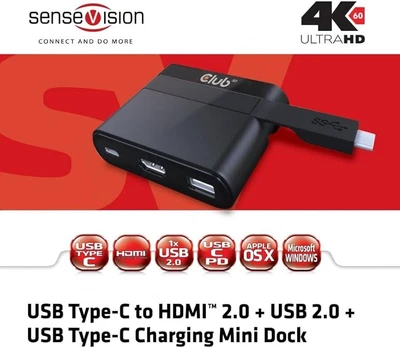 £30 • Buy Hub USB Type-C To HDMI2.0 Adaptor, USB 2.0, Pd Charging For Dell And Hp