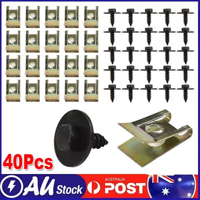 40x Steel U Nut Clip Screw Gasket Fastener For Car Body Fender Bumper Plate Fix • $10.99