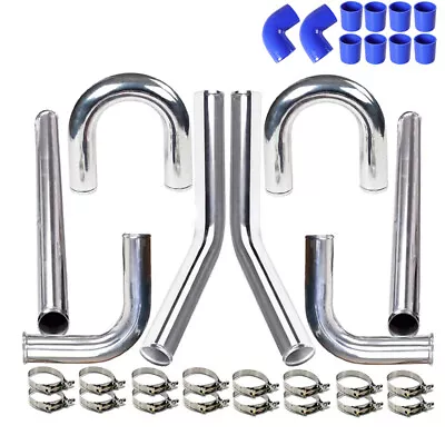 2.5 Inch Universal Aluminum Intercooler Turbo Pipe Kit + Silicone Hose + Clamps • $96.88