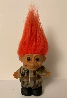 Vintage Russ Troll Doll Army Military Orange Hair Camo Uniform Soldier Toy • $7