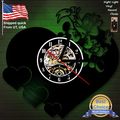 Mickey Mouse Minnie Valentines Disney Vinyl Record Art LED Night Light Clock • $29.40