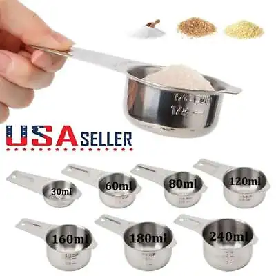 Stainless Measuring Steel Cups Heavy Duty Thick For Flour Milk Baking Cooking • $6.13