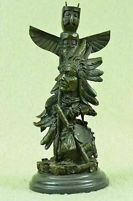 Rare Indian Native American Art Chief Eagle Bust Bronze Marble Statue Sculpture • $219