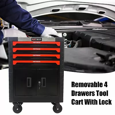 Removable 4 Drawers Tool Cart W/Lock Rolling Tool Chest Cabinet Tool Box Metal • $499.99