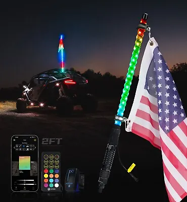 2FT RGB Lighted Whip Chasing Antenna For RZR Can-Am Polaris UTV ATV Accessories • $76.49