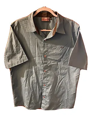 Vintage Quiksilver Men Button Up Shirt Sz L Large Short Sleeve Blue - FAST POST! • $27.88