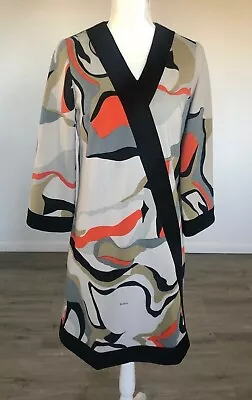 Vintage 1970s Mr. Dino Retro Mod Swirl Pattern Print Tunic Dress Size 10 V Neck • $55.99