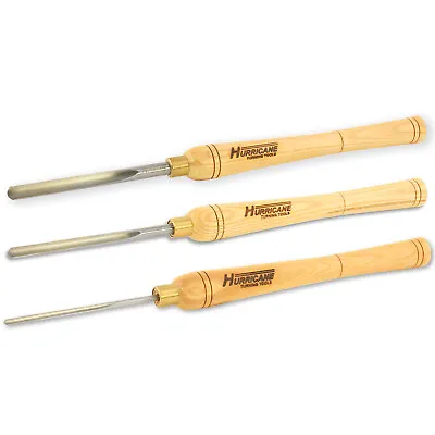 HSS 3 Pc Spindle Gouge Set (1/4  3/8  1/2 Flute) Woodturning Tools Hurricane • $124.99