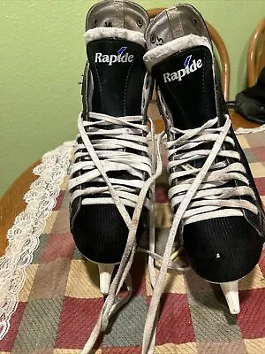 CCM MENS RAPIDE 101 ICE HOCKEY SKATES BLACK Size 7 Good Used Vintage Condition • $17.99