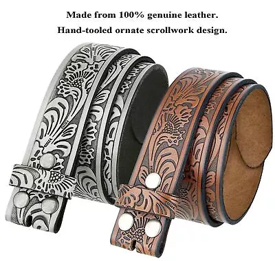 Western Floral Embossed Genuine Leather Belt Belt Strap 1-1/2''(38mm) Wide • $19.95