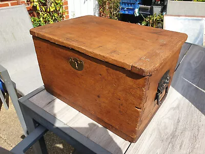 Vintage Oak Wooden Box Chest Approx 43cm X 30cm X 25cm Dovetailed Joints • $126.28