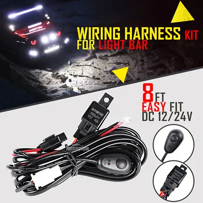 8ft For LED Light Bar HID 40A 12V Power Switch Relay Wiring Harness Kit Offroad  • $15.57