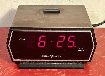 Vintage GE General Electric Alarm Clock Digital Red Display Model 8143-5 Works • $12.99