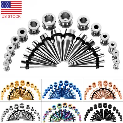 $8.99 • Buy 28PCS Ear Stretching Gauges Set Tapers Tunnels Plugs Kit 12G-00G Stainless Steel