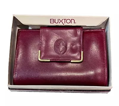 Vtg Buxton Small Leather Wallet Burgundy Clutch Volare W/ Orig Box 5.25 X 3.75  • $25