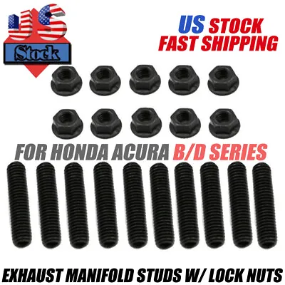 Exhaust Manifold STUDS With Lock Nuts For Honda Acura B / D Series Civic Integra • $16.49