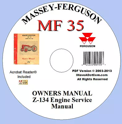 Ferguson MF 35 Owner & Engine Manual 2 For 1 • $21.95