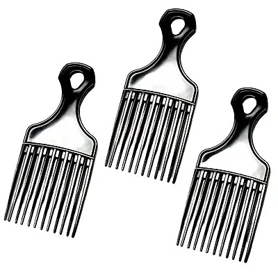 $7.95 • Buy (3) Black Plastic 7” Inch Afro Hair Lifting Pik Pick Detangle Wig Braid Comb