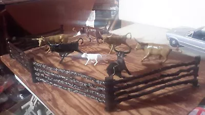 Marx LONGHORN STEER Lot Cattle Drive Western Roy Rogers Cowboy Animal Playset • $22