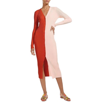 $77.25 • Buy STAUD Womens Orange Knit Ribbed Maxi Sweaterdress S BHFO 2883