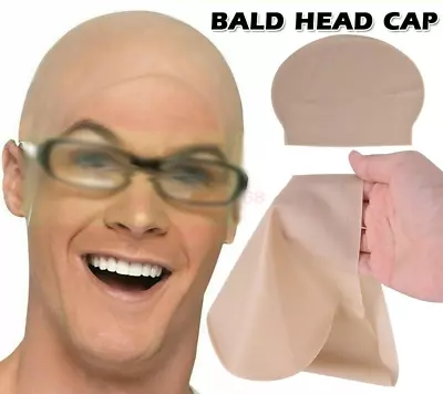 ❤❤Rubber Bald Skin Head Unisex Funny Skinhead Dress Fancy Costume Latex Wig Cap • $16.08