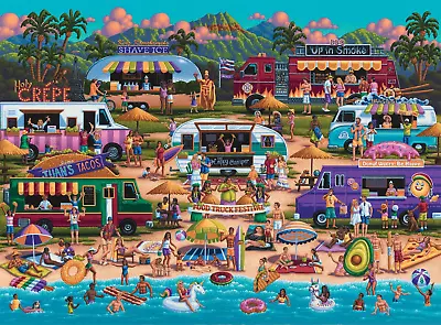 - Pun Fuzzles - Hawaiian Food Truck Festival - 1000 Piece Jigsaw Puzzle • $57.99