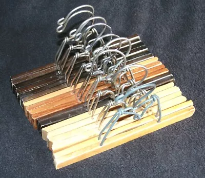 (9) Vintage Wooden Clothes Pants Hangers 10  Various Shades • $19.99