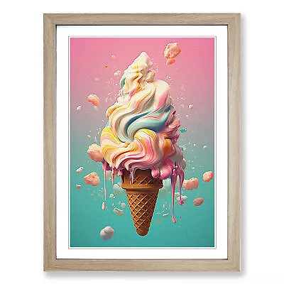 Ice Cream Digital Wall Art Print Framed Canvas Picture Poster Decor Living Room • £29.95