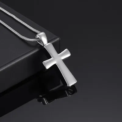 Urn Cross Crucifix Cremation Ashes Necklace Jewelry Pendant Keepsake Locket Mens • £14.99