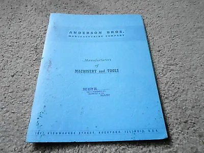 1940s VINTAGE TOOL CATALOG #3178 - ANDERSON MACHINERY & TOOLS • $19.99
