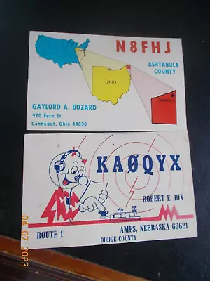 2 Ham Radio QSL Cards - Ohio N8FHJ And Nebraska KA0QYX • $1.99