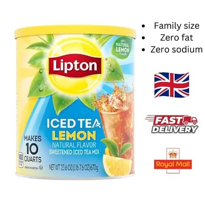 Lipton Iced Tea Natural Lemon Sweetened Iced Tea Powder Lemon Flavoured Mix- • £20.44