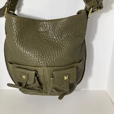 Womens Charles Jourdan Studded Leather Bucket Bag Green 12 X 13  • $49.50