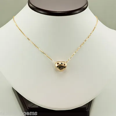 Movado Necklace! Sapphire Reservable Heart Slide Pendant 18k Yellow Gold 16  • $900