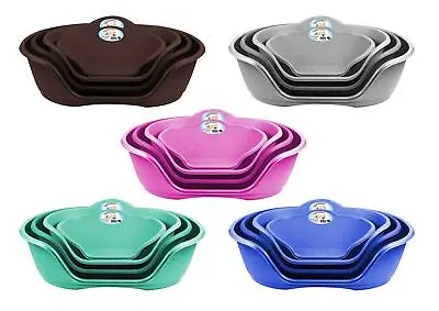 Plastic Dog Bed Heavy Duty Waterproof Dog Bed Pet Bed Puppy Cat Cushion Basket • £7.99