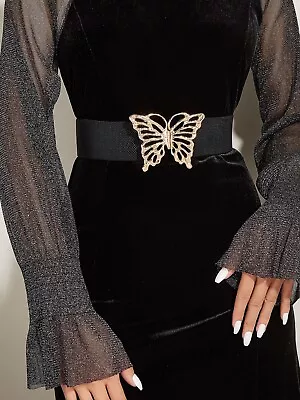 Butterfly Buckle Waist Belt Casual Elastic Belt  All Match For Dress Skirt Coats • £5.99