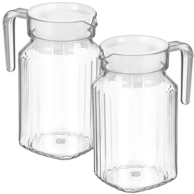 2Pcs Milk Pitcher Pitchers Pots Large Capacity Jugs With Lids For Cold Hot • £12.52