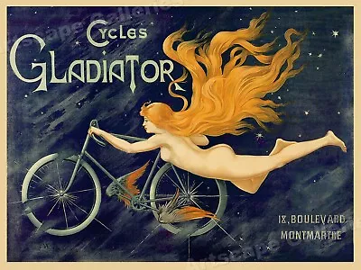  Cycle Gladiator  - Classic 1895 Art Nouveau Classic Bicycle Poster - 18x24 • $13.95