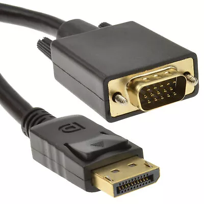 DisplayPort To SVGA/VGA 15 Pin Male Plug Video Cable PC/Laptop To Monitor/TV 1m • £7.16