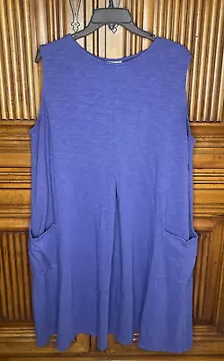 J Jill Womens Dress 2X Blue Pockets Slub Comfortable Sundress Everyday • $24.97