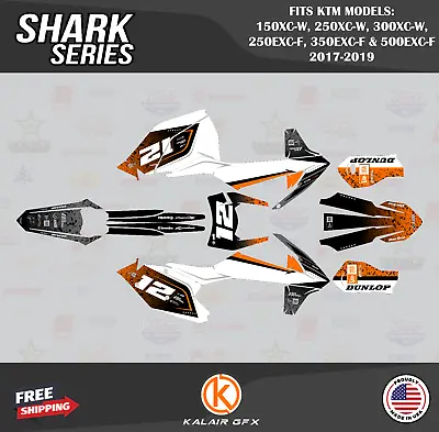 Graphics Kit For KTM 150/250/300XC-W & 250/350/500EXC-F 2017-19 Shark-Orange • $214.12