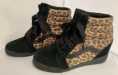 Vans Sk 8 Hi Hidden Wedge Leopard Print Sneakers Women's AUS 8.5 • $35.39