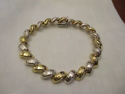 Vintage Milor Sterling Silver Faceted Gold And Silver San Marco Bracelet 7 1/2  • $39.99