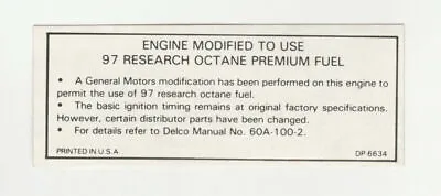 $4.99 • Buy 69 70 Chevelle Corvette Camaro Z28 Copo 97 Research Octane Premium Fuel Decal